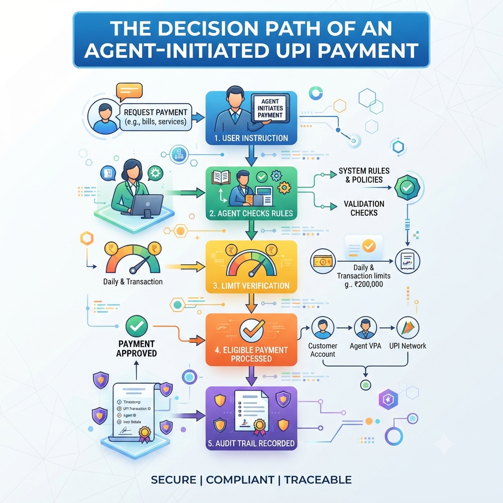 “The decision path of an agent-initiated UPI payment”